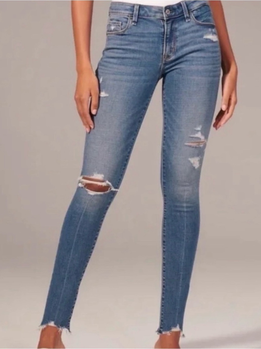 Abercrombie & Fitch Light Blue Distressed Skinny Jeans